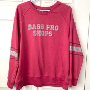 Bass Pro Shops pink crew neck. Size L fits smaller.